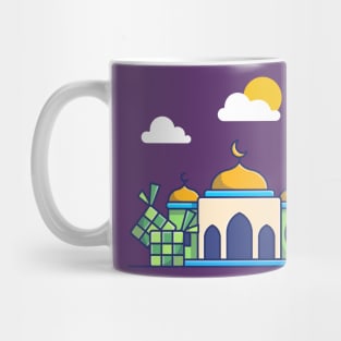 Mosque, ketupat And Bedug Drumb Cartoon Mug